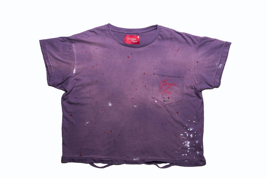 GEORGINA ROSA POCKET LOGO TEE PURPLE .925 SILVER ROSE PIN