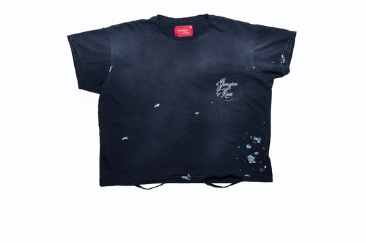 GEORGINA ROSA POCKET LOGO TEE BLACK .925 SILVER ROSE PIN