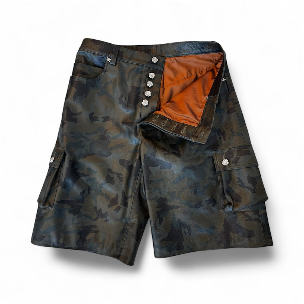Green Camo Leather shorts