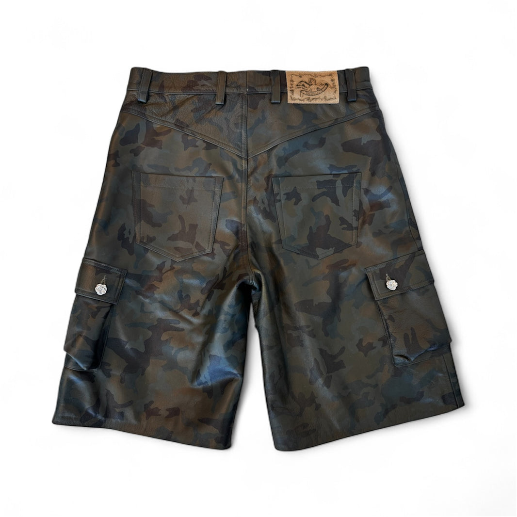 Green Camo Leather shorts