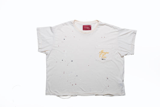 GEORGINA ROSA POCKET LOGO TEE CREAM .925 SILVER ROSE PIN