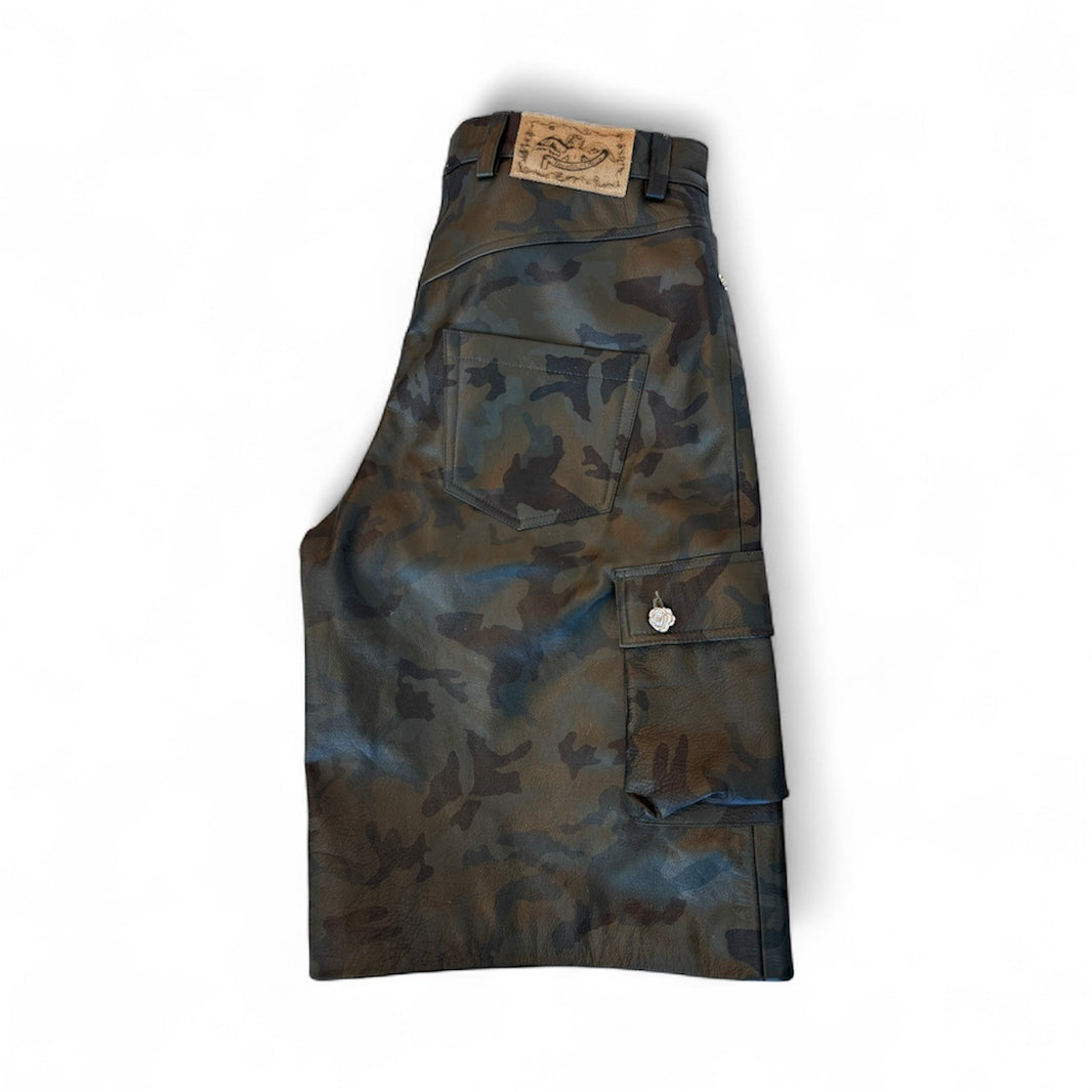 Green Camo Leather shorts