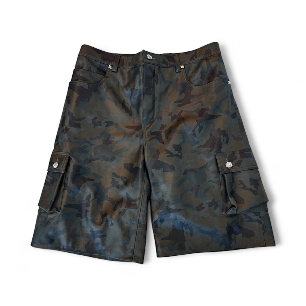 Green Camo Leather shorts