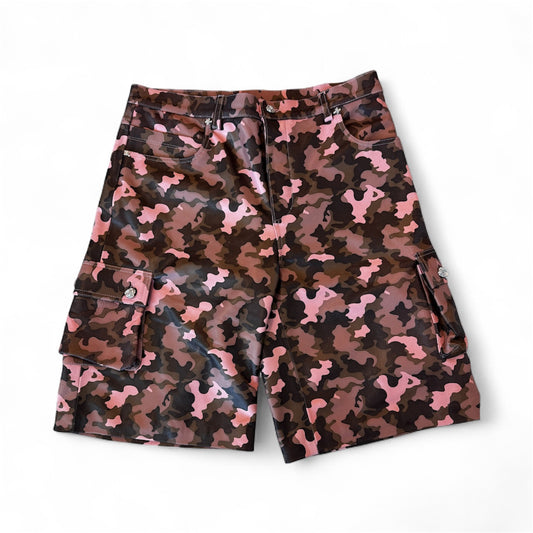 Pink Camo Leather Shorts