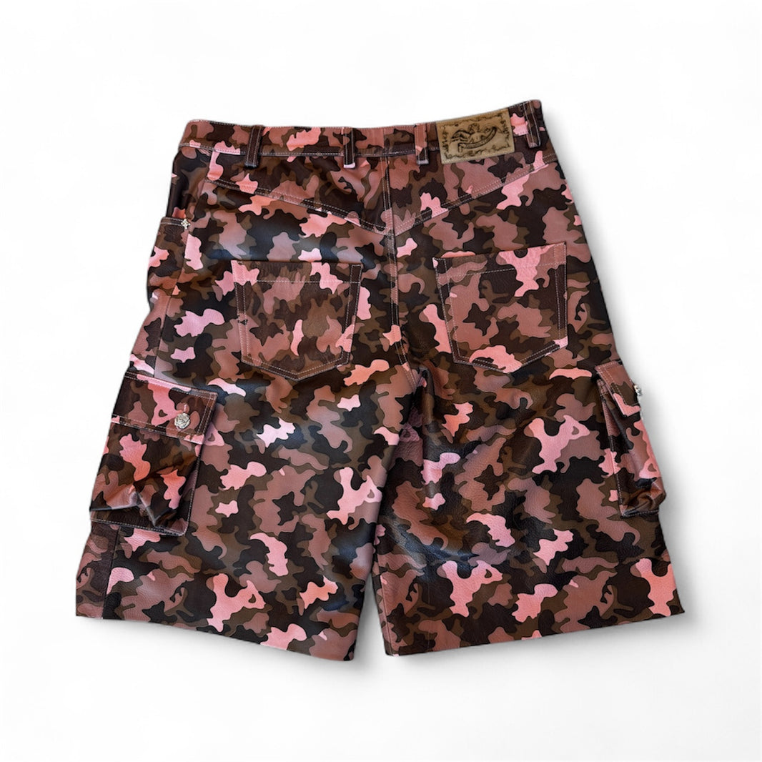 Pink Camo Leather Shorts
