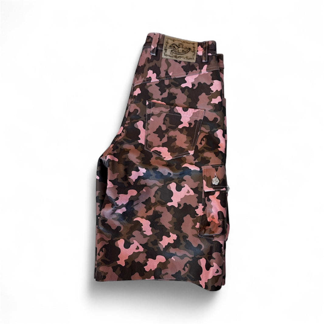 Pink Camo Leather Shorts